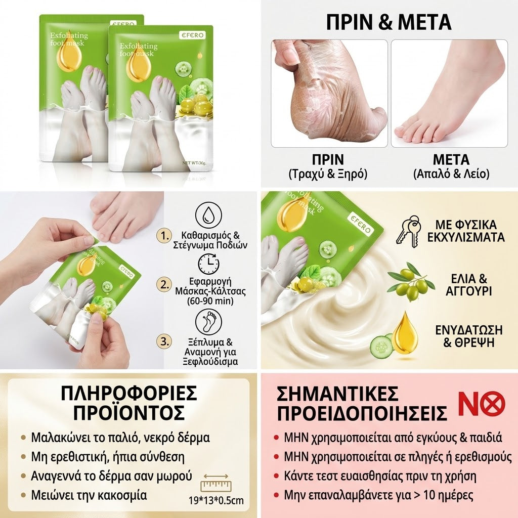 Μάσκα Απολέπισης Ποδιών Για Την Αφαίρεση Του Νεκρού Δέρματος